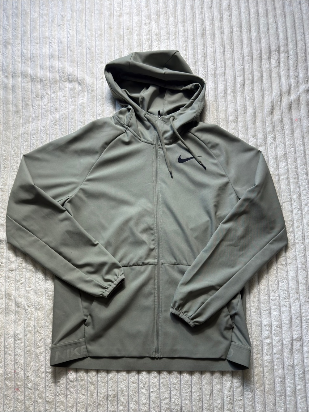 Nike Pro Men's Dri-FIT Track Jacket Gray Full Zip Hooded Pockets Size M